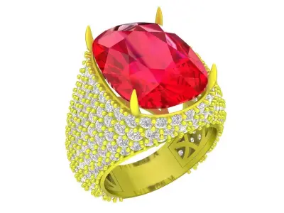 Luxury Korean Style Oval Diamond Men Ring 3D Model A7609 3D print model