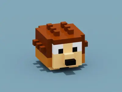 Voxel Hedgehog Low-poly 3D model