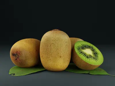 Fresh Kiwi Low-poly 3D model