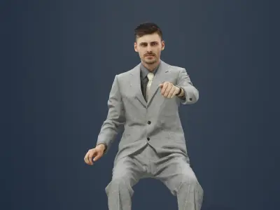 Posture An Elegant Business Man Driving A Car 3D model