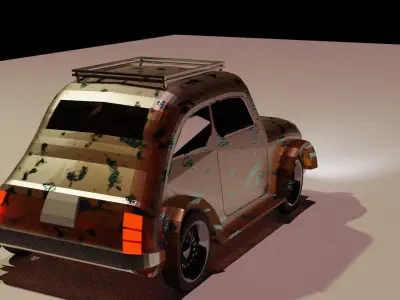 low poly car old rusty Low-poly 3D model