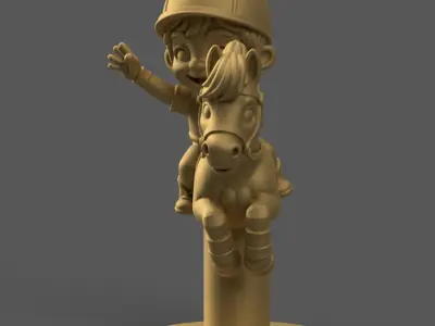 Fun 3D Pony Model for Kids  Perfect Desk Decor with base 3D print model