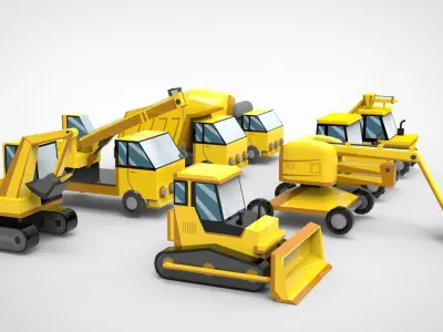 Construction Trucks Free low-poly 3D model