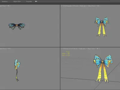 cartoon blue bow tie Low-poly 3D model