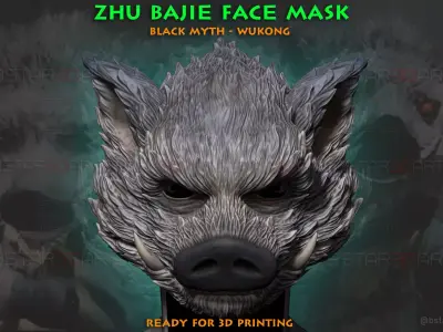 Zhu Bajie Head Decor Wearable - Black Myth Wukong 3D print model