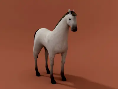 Horse low-poly model checkered Low-poly 3D model