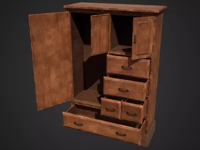 Stylized Wardrobe Free low-poly 3D model