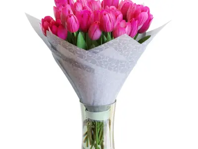 Flower Set 32 - Pink Tulips Bouquet 3D model