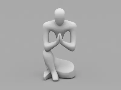Wooden African Statue 3D model