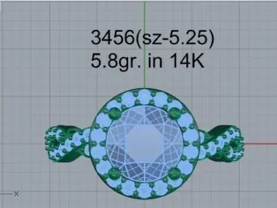 Round Halo Twisted Ring 3456 3D print model