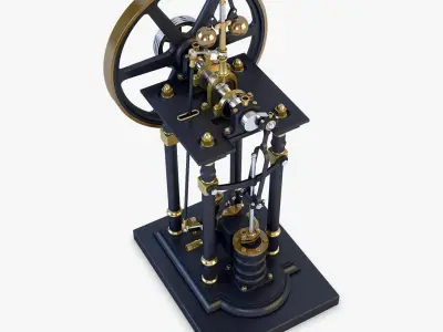 Classic Beam Steam Engine with Flywheel M1 3D model