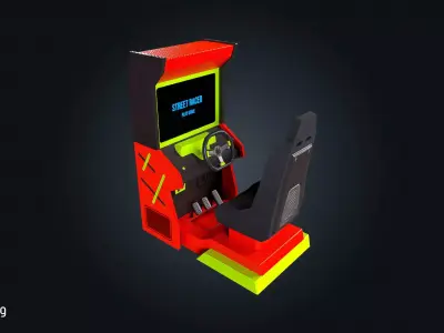 Arcade Car Racing V1 Game Machine Low-poly 3D model