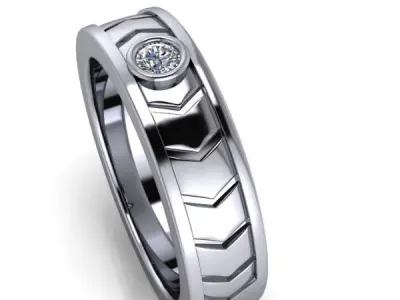 Contemporary Mens Wedding Band Ring Single Stone USA SiZe 10 3D print model