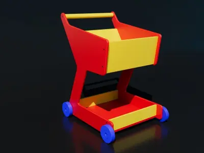Kids Shopping Cart Free low-poly 3D model