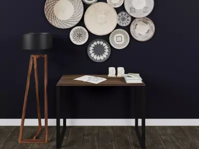 TABLE dining with plates on wall Free 3D model