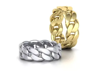 Cuban Link Chain Ring Stackble Ring 8mm wide 3D print model