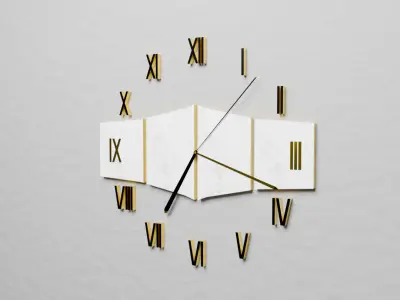 Elegant Modern Wall Clock 3D Model Roman Numerals  3D model