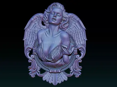 Angel Woman Relief  STL File for CNC 3DPrinting  Laser Engraving 3D print model