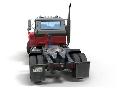 Industrial tracktor truck Low-poly 3D model