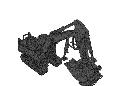 Realistic Excavator 3D Model Low-poly 3D model