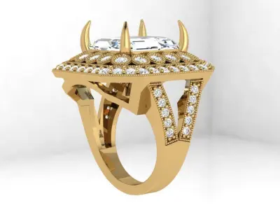 Emerald Halo Ring 4163 3D print model