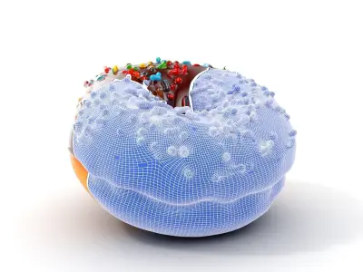 Chocolate Glazed Donut with Sprinkles D Model Pack Low-poly 3D model