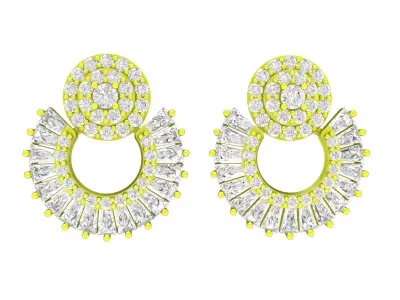 7830 Luxury Diamond Baguette Earrings 3D print model
