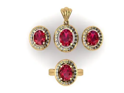 pendant set  ruby and daimond 3D print model