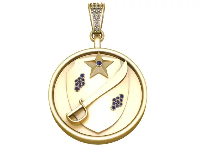 SWORD AND STAR DESIGN COIN PENDANT 3D-PRINTABLE MODEL  3D print model