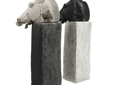 Horse head sculpture pedestal 3D model