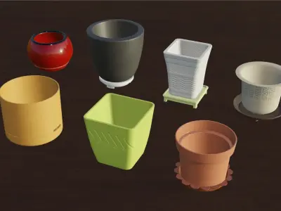 Flower Pots Low-poly 3D model