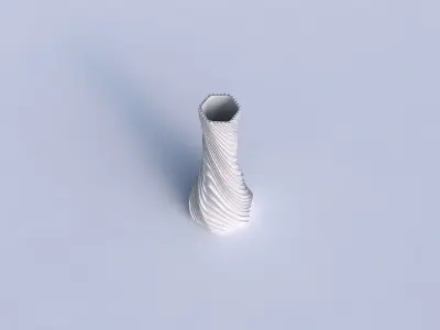 Vase twisted squeezed hexagon with wavy extruded lines 3 3D print model