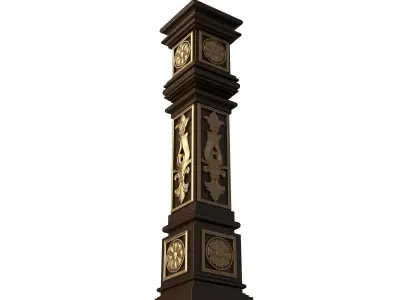 Stair Baluster 06 Red Low-poly 3D model