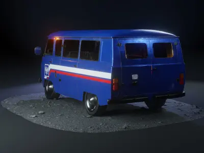 Game-ready Low-Poly model UAZ 452 Low-poly 3D model