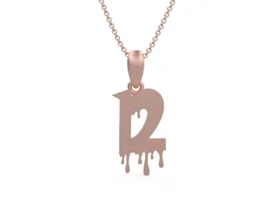 Model 1245 12 Bloody Terror Initial Number Pendant 3D print model