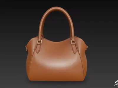 Brown Casual Tote Bag Low-poly 3D model