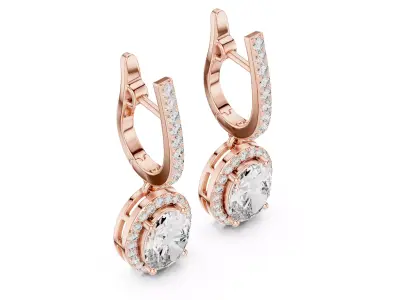  Oval  Diamond Halo Drop Earrings 3D print model