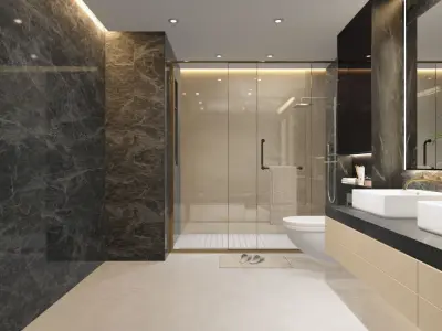 Luxury Interior Scenes-Bathroom  3 in 1 3D model 3D model