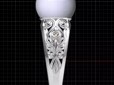Artistic pearl ring 3D print model
