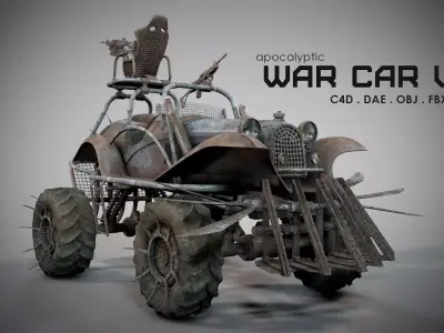 Apocalyptic War Cars v2 3D model