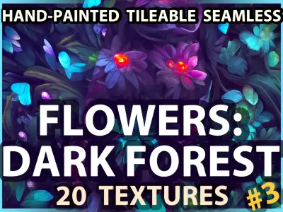 Dark Forest Flowers -- 20 TEXTURES -- Hand-painted ---PACK 3--- Texture