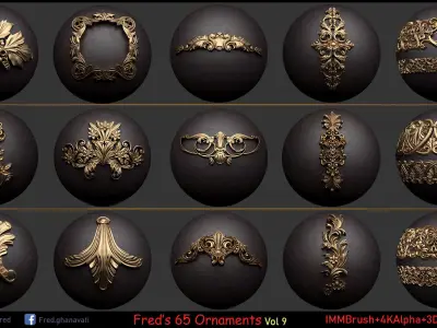 Fred ORNAMENT BRUSH- Vol 9 - IMMBRUSH-3DModels-Alpha Low-poly 3D model
