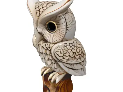 Stylized Owl Decorative Sculpture Figure Low-poly 3D model