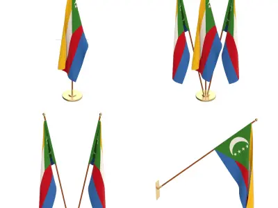 Comoros Flag Pack 3D model