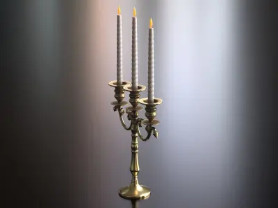 Candle Holder with Candles Low-poly 3D model