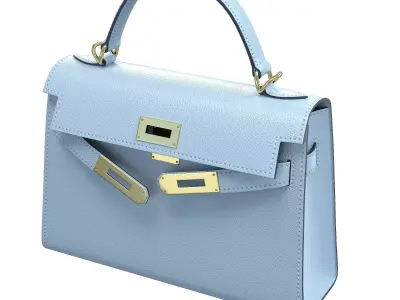Hermes Kelly Bag Light Blue Leather Low-poly 3D model