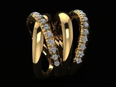 cross ring with diamond Free 3D print model