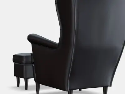 STRANDMON Armchair and footstool 1 Low-poly 3D model