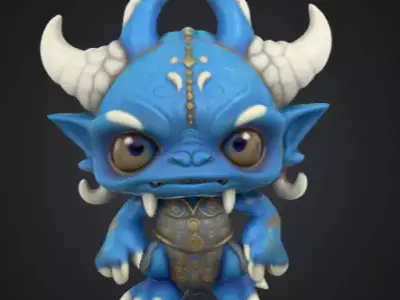 Cute Blue Monster 3D Model Low-poly 3D model