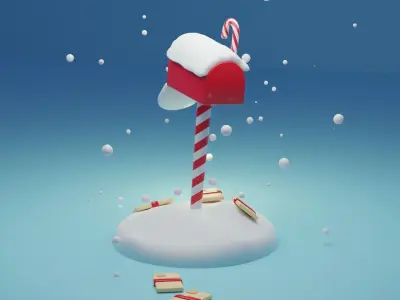 Christmas Mailbox Low-poly 3D model